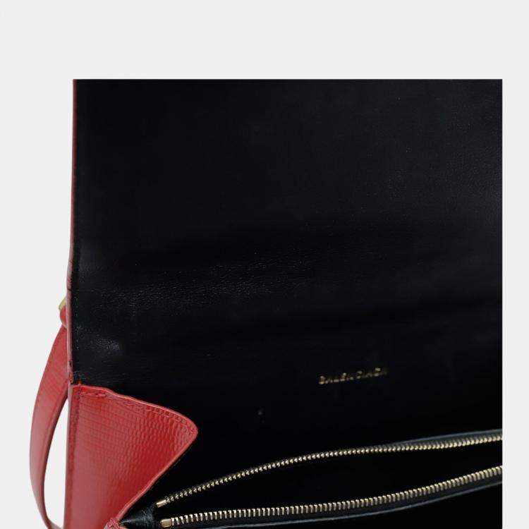 Pre Owned Balenciaga Red Lizard Embossed Leather Small Sharp Shoulder Bag