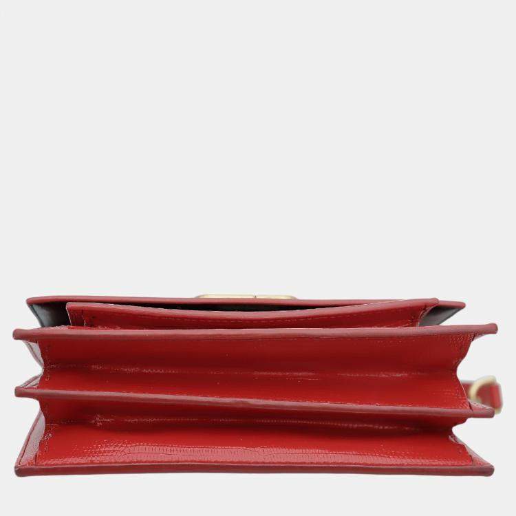 Pre Owned Balenciaga Red Lizard Embossed Leather Small Sharp Shoulder Bag