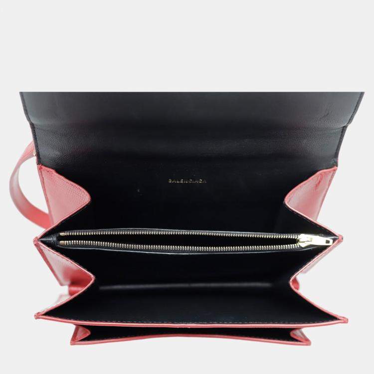 Pre Owned Balenciaga Red Lizard Embossed Leather Small Sharp Shoulder Bag