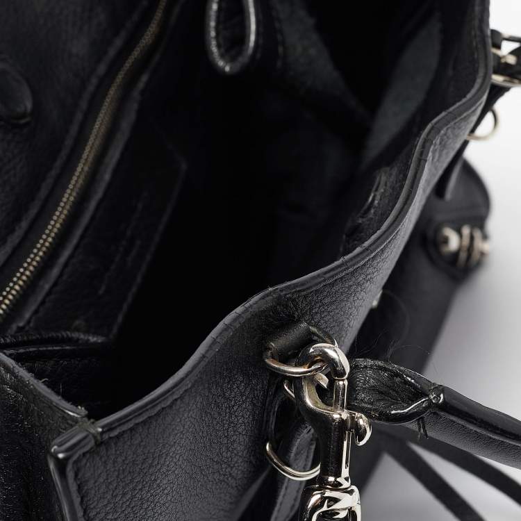 Pre Owned Balenciaga Black Leather Mini Papier A4 Tote