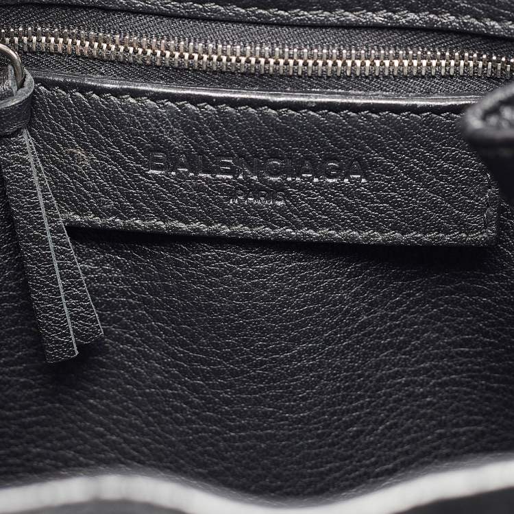 Pre Owned Balenciaga Black Leather Mini Papier A4 Tote