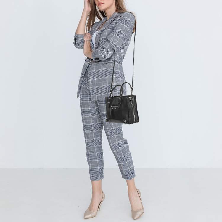 Pre Owned Balenciaga Black Leather Mini Papier A4 Tote