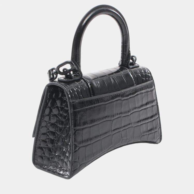 Pre Owned Balenciaga Hourglass Xs  Leather Black Handbag