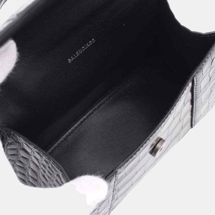 Pre Owned Balenciaga Hourglass Xs  Leather Black Handbag