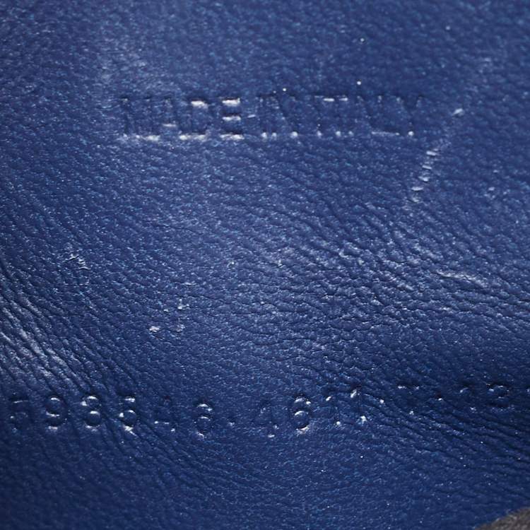 Pre Owned Balenciaga Blue Croc Embossed Leather Small Hourglass Top Handle Bag