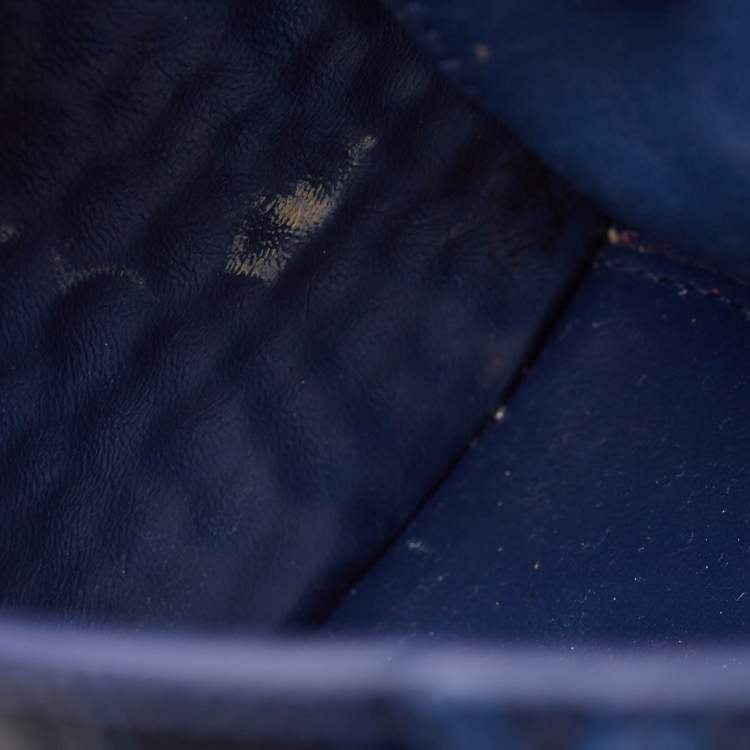 Pre Owned Balenciaga Blue Croc Embossed Leather Small Hourglass Top Handle Bag
