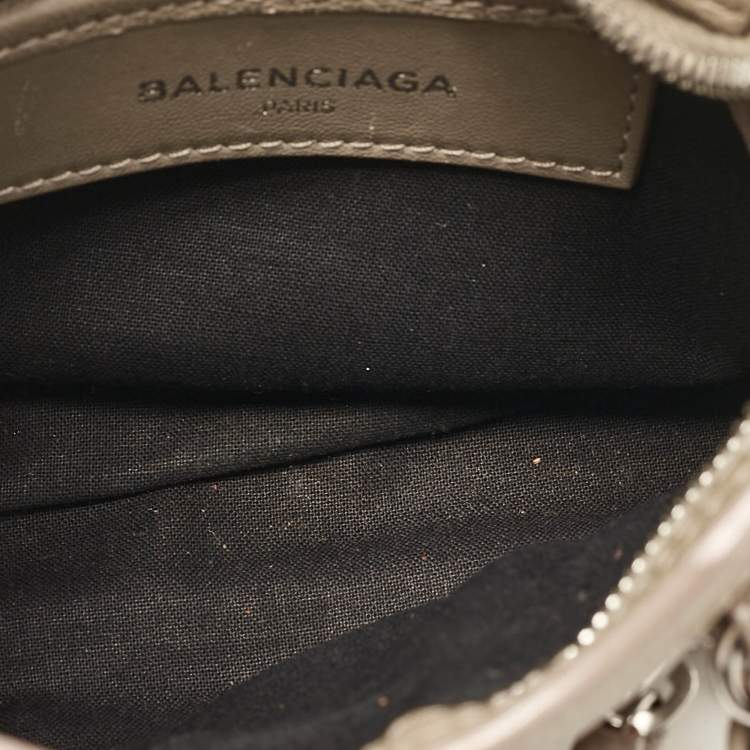 Pre Owned Balenciaga Beige Leather Nano Metallic Edge Classic City Bag