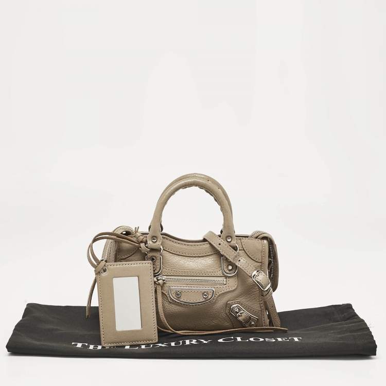 Pre Owned Balenciaga Beige Leather Nano Metallic Edge Classic City Bag