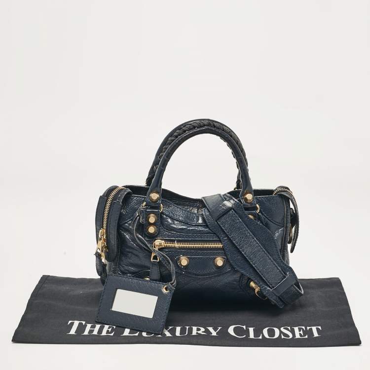 Pre Owned Balenciaga Navy Blue Leather Mini Classic City Bag