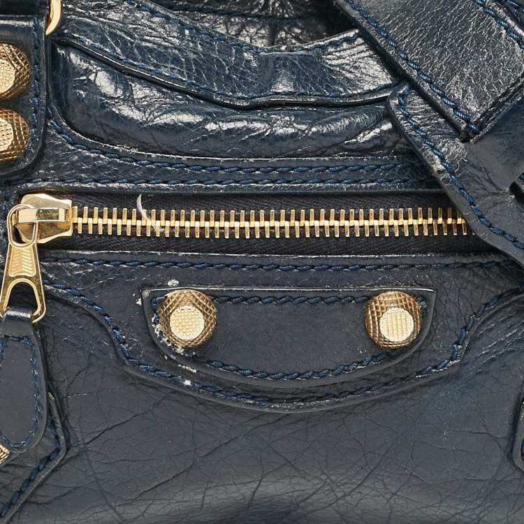 Pre Owned Balenciaga Navy Blue Leather Mini Classic City Bag