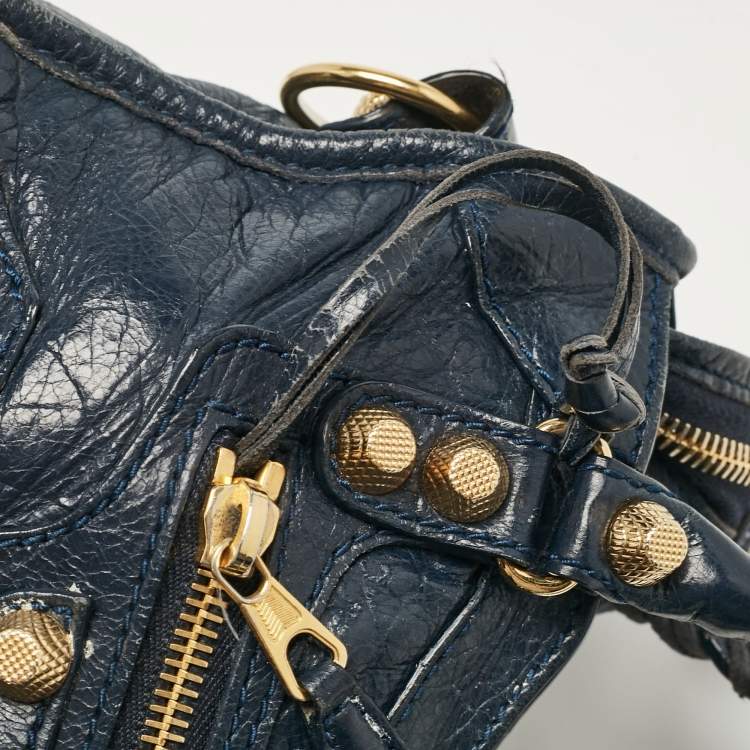 Pre Owned Balenciaga Navy Blue Leather Mini Classic City Bag