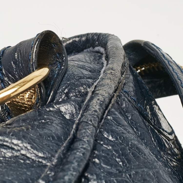 Pre Owned Balenciaga Navy Blue Leather Mini Classic City Bag
