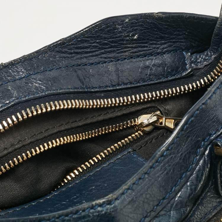 Pre Owned Balenciaga Navy Blue Leather Mini Classic City Bag