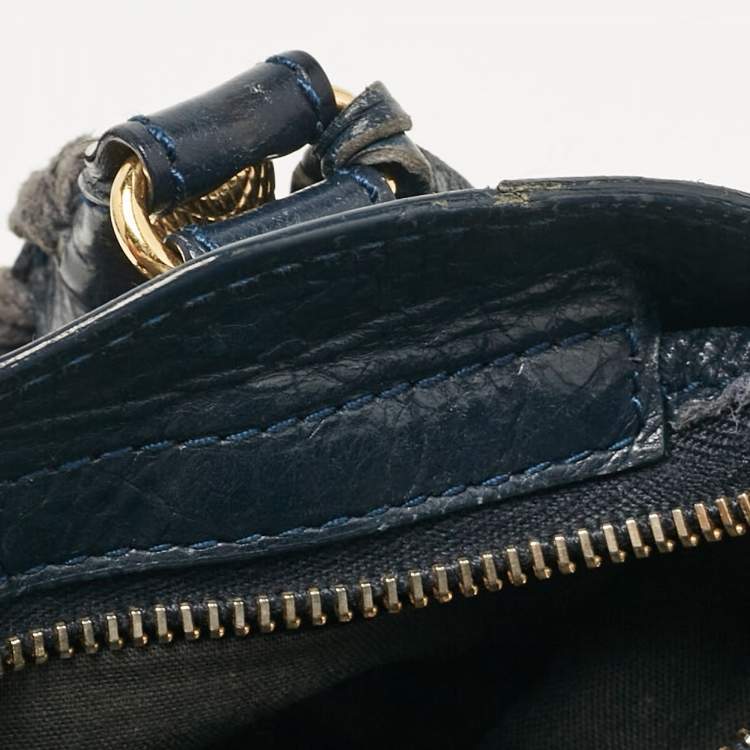 Pre Owned Balenciaga Navy Blue Leather Mini Classic City Bag