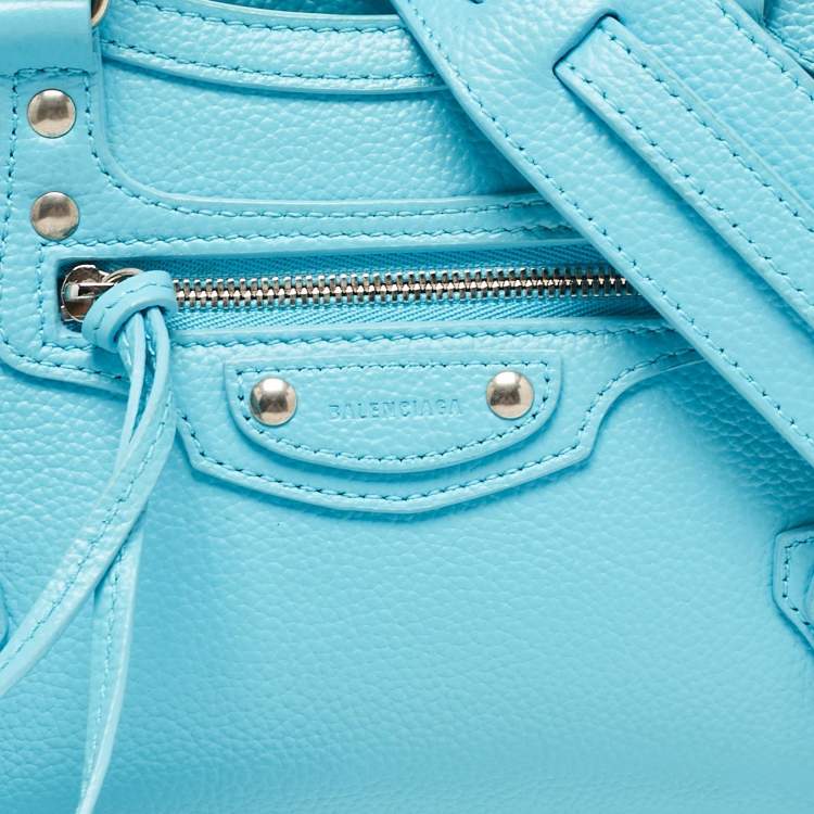 Pre Owned Balenciaga Light Blue Leather Mini Neo Classic City Tote