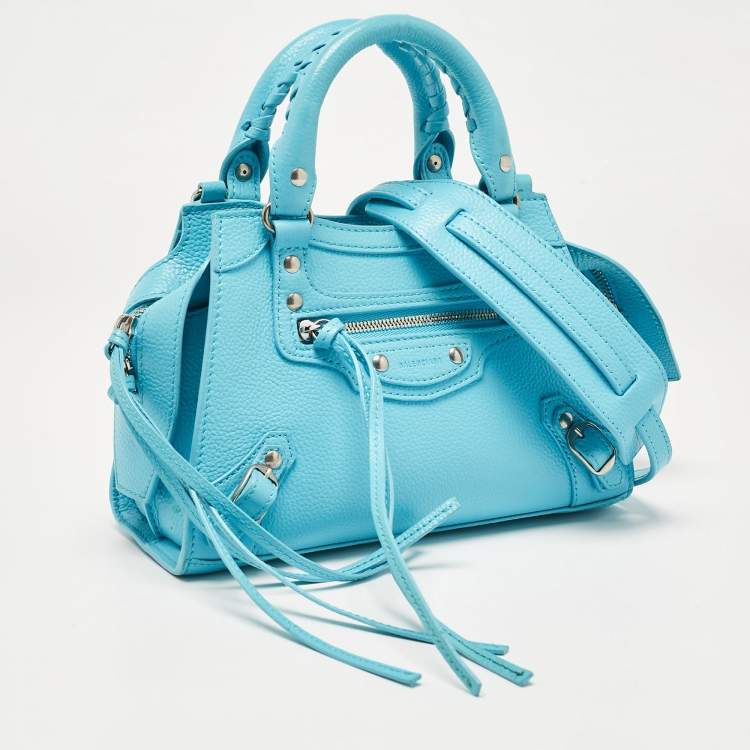 Pre Owned Balenciaga Light Blue Leather Mini Neo Classic City Tote