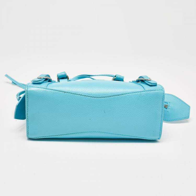 Pre Owned Balenciaga Light Blue Leather Mini Neo Classic City Tote