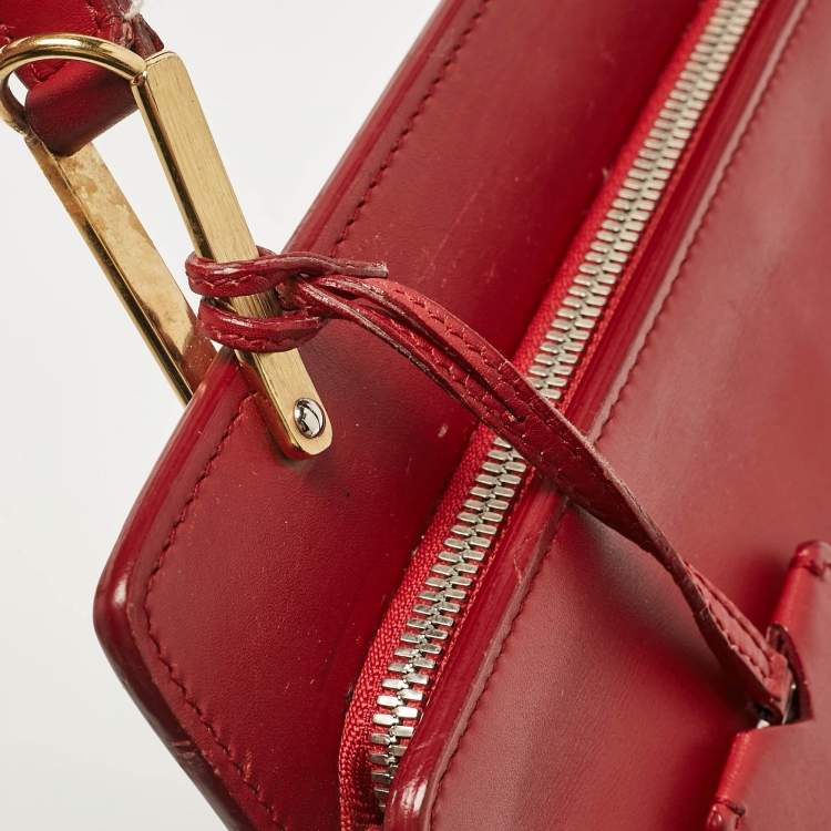 Pre Owned Balenciaga Red Leather Le Dix Cartable Top Handle Bag