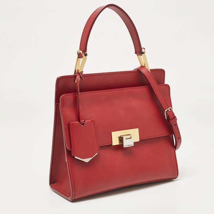 Pre Owned Balenciaga Red Leather Le Dix Cartable Top Handle Bag