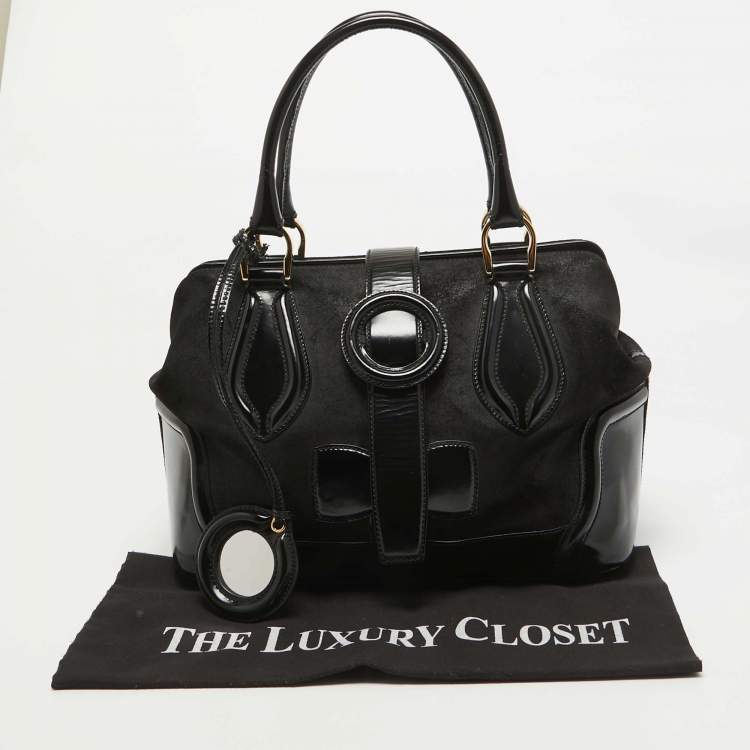 Pre Owned Balenciaga Black Suede and Leather Frame Satchel