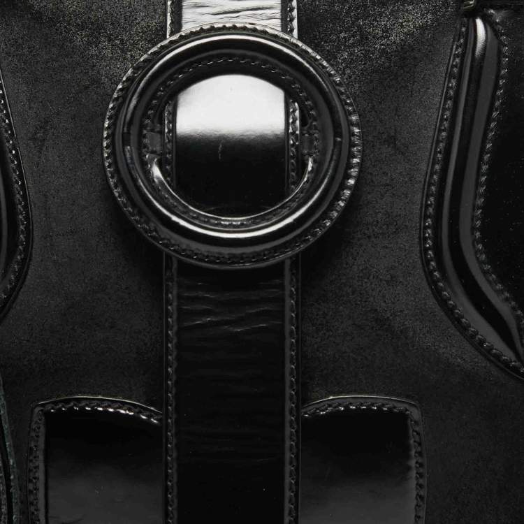 Pre Owned Balenciaga Black Suede and Leather Frame Satchel