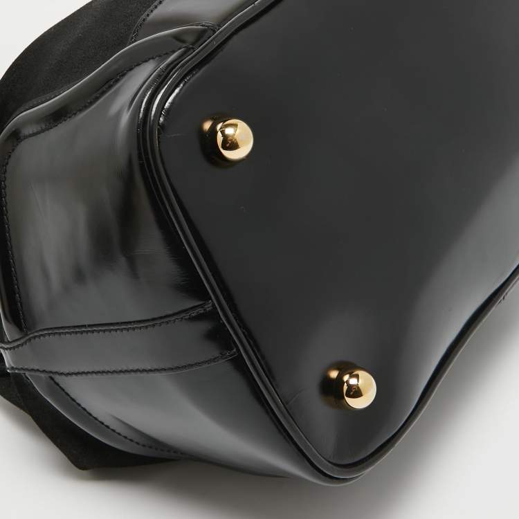 Pre Owned Balenciaga Black Suede and Leather Frame Satchel