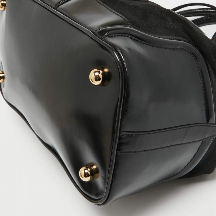 Pre Owned Balenciaga Black Suede and Leather Frame Satchel