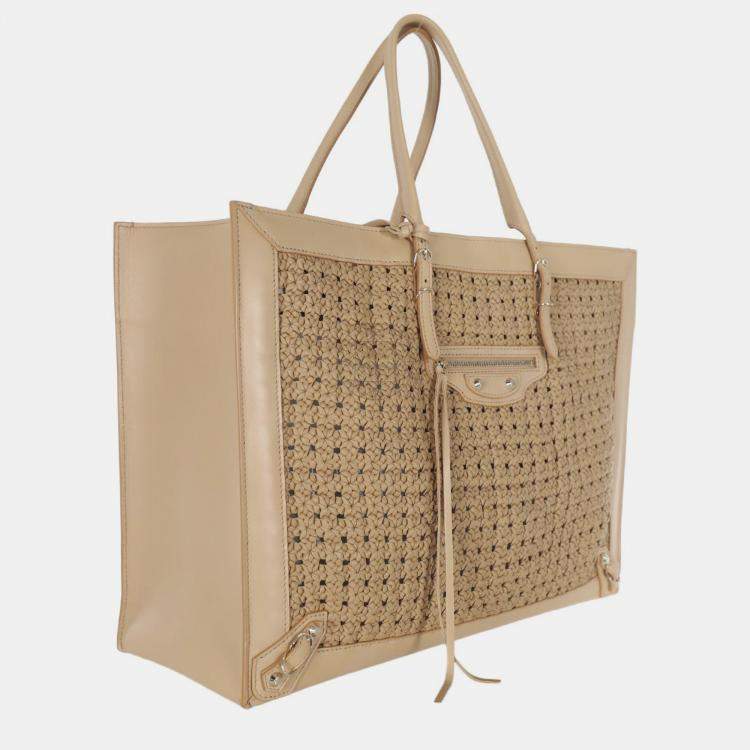 Pre Owned Balenciaga Papier A4 Leather Crochet Tote Bag