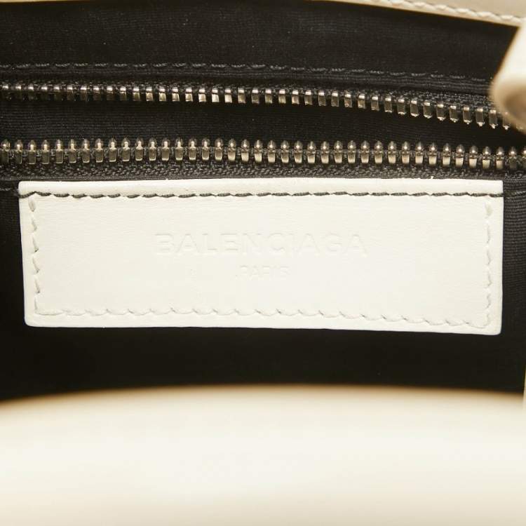 Pre Owned Balenciaga Off White Leather Mini All Afternoon Tote