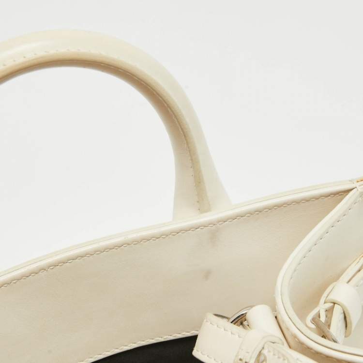 Pre Owned Balenciaga Off White Leather Mini All Afternoon Tote