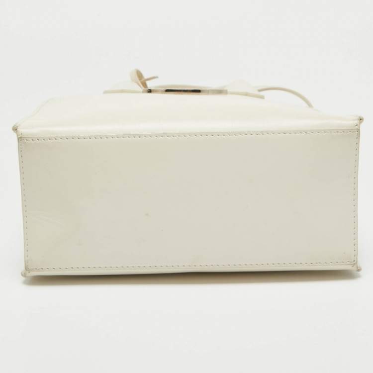 Pre Owned Balenciaga Off White Leather Mini All Afternoon Tote