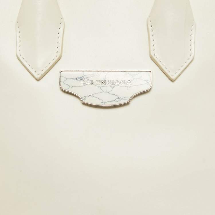 Pre Owned Balenciaga Off White Leather Mini All Afternoon Tote