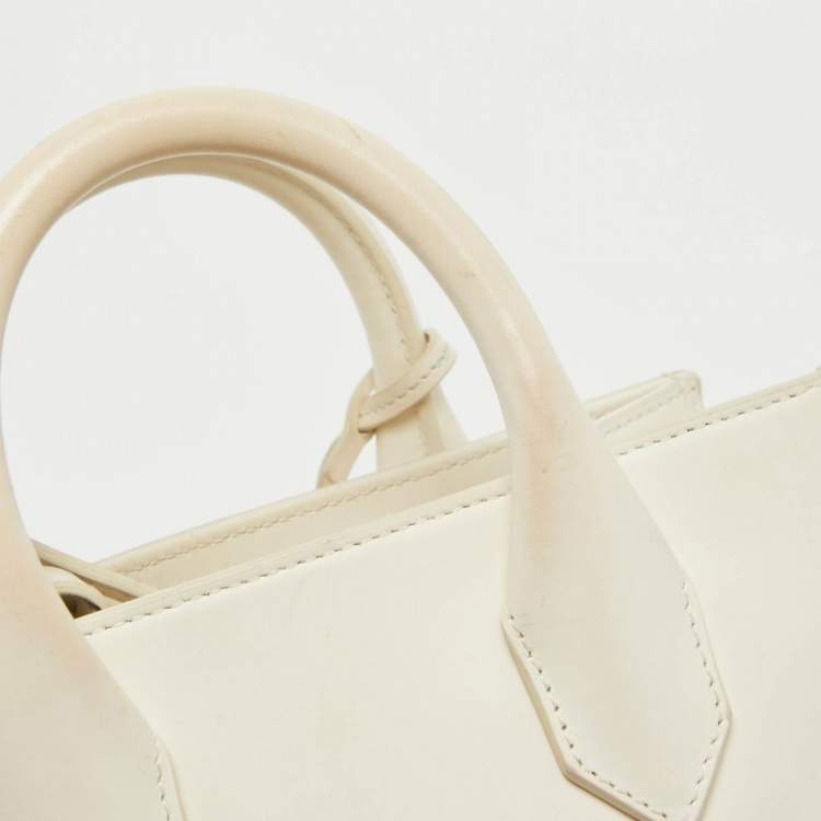 Pre Owned Balenciaga Off White Leather Mini All Afternoon Tote