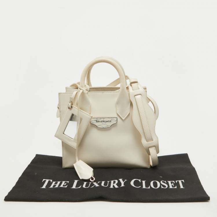 Pre Owned Balenciaga Off White Leather Mini All Afternoon Tote