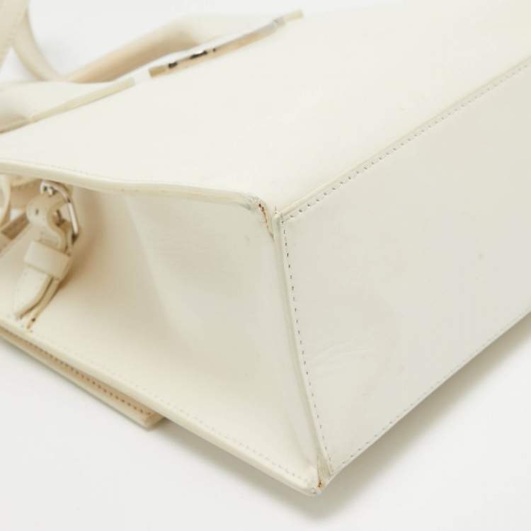 Pre Owned Balenciaga Off White Leather Mini All Afternoon Tote