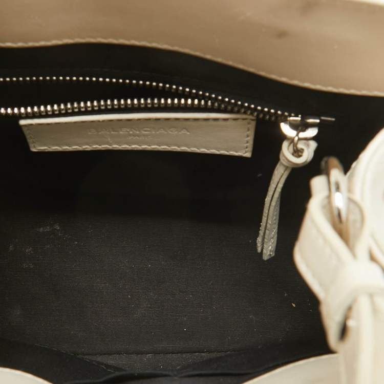 Pre Owned Balenciaga Off White Leather Mini All Afternoon Tote