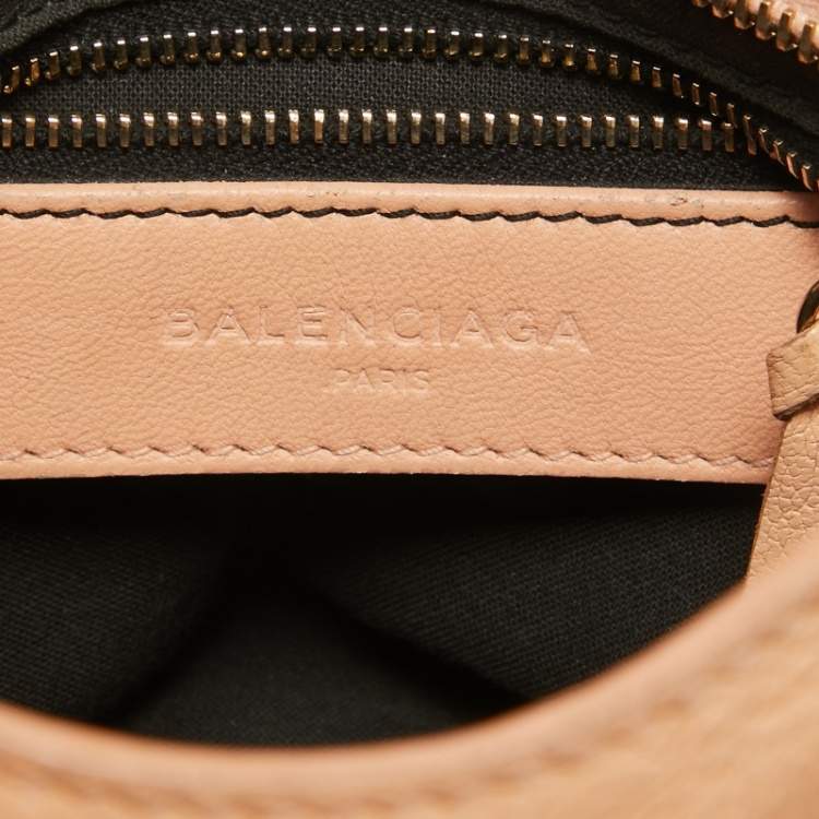 Pre Owned Balenciaga Peach Leather Mini Classic Metallic Edge City Bag