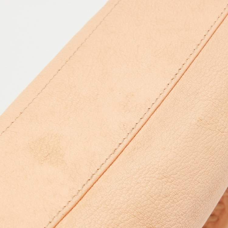 Pre Owned Balenciaga Peach Leather Mini Classic Metallic Edge City Bag