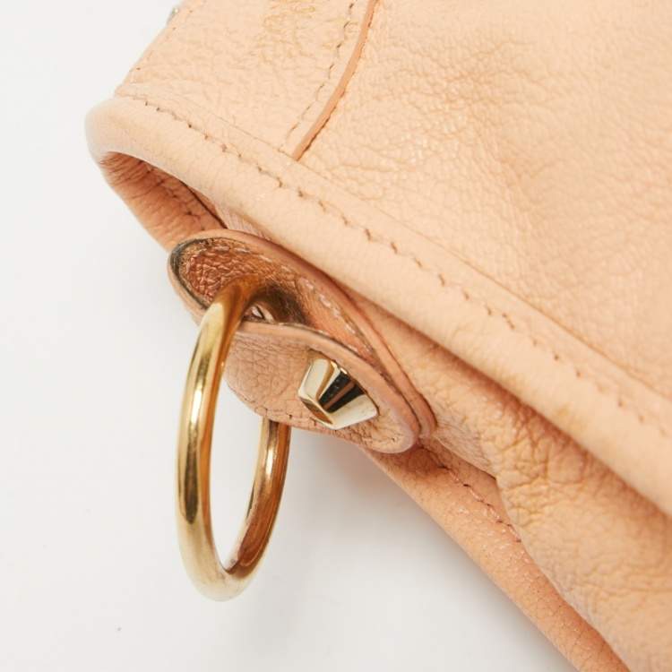 Pre Owned Balenciaga Peach Leather Mini Classic Metallic Edge City Bag