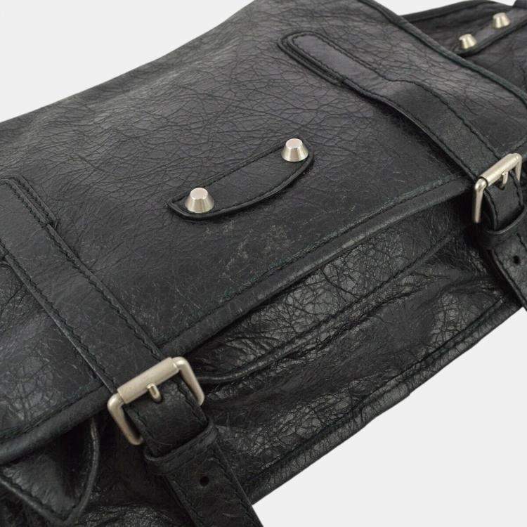 Pre Owned Balenciaga Black Sheepskin Belt Bum Bag