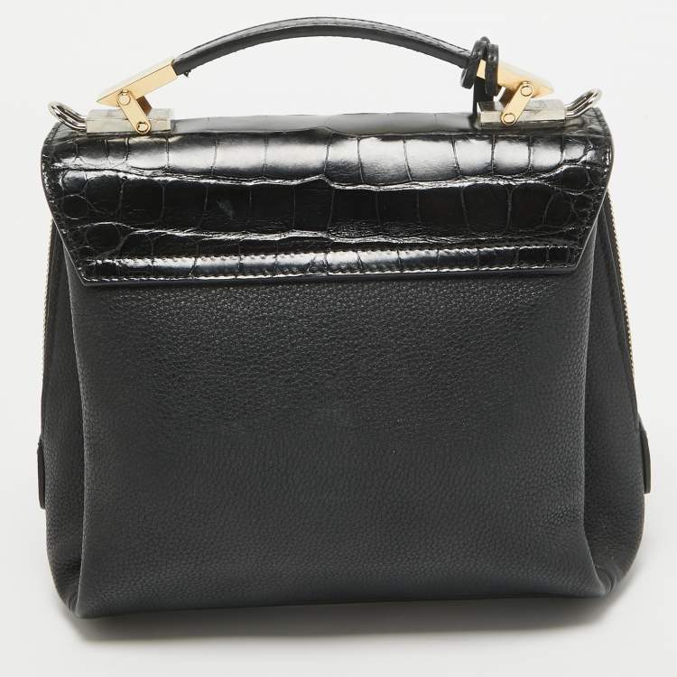 Pre Owned Balenciaga Black Alligator and Leather Le Dix Cartable Top Handle Bag