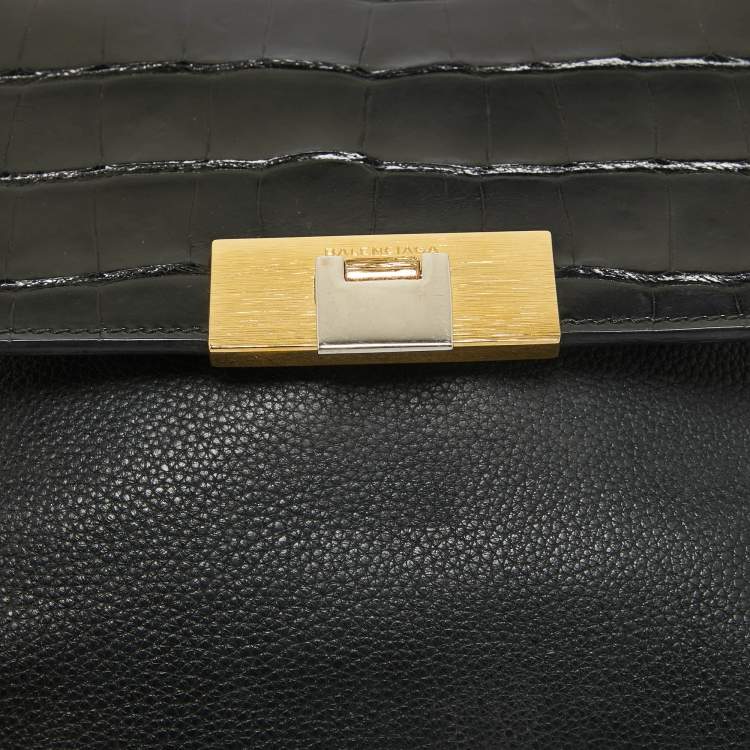 Pre Owned Balenciaga Black Alligator and Leather Le Dix Cartable Top Handle Bag