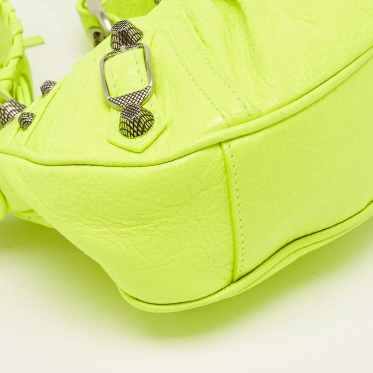 Pre Owned Balenciaga Neon Green Leather XS Le Cagole Shoulder Bag