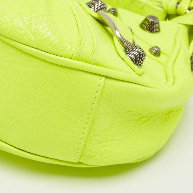 Pre Owned Balenciaga Neon Green Leather XS Le Cagole Shoulder Bag