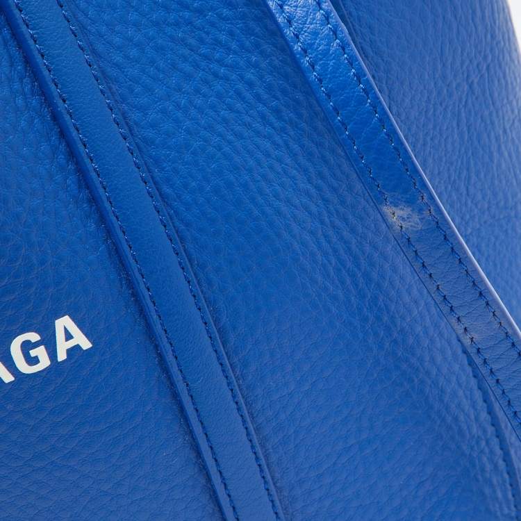 Pre Owned Balenciaga Blue Leather Bazar Shopper Tote