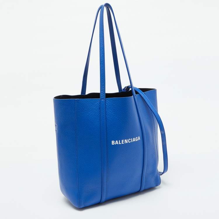 Pre Owned Balenciaga Blue Leather Bazar Shopper Tote