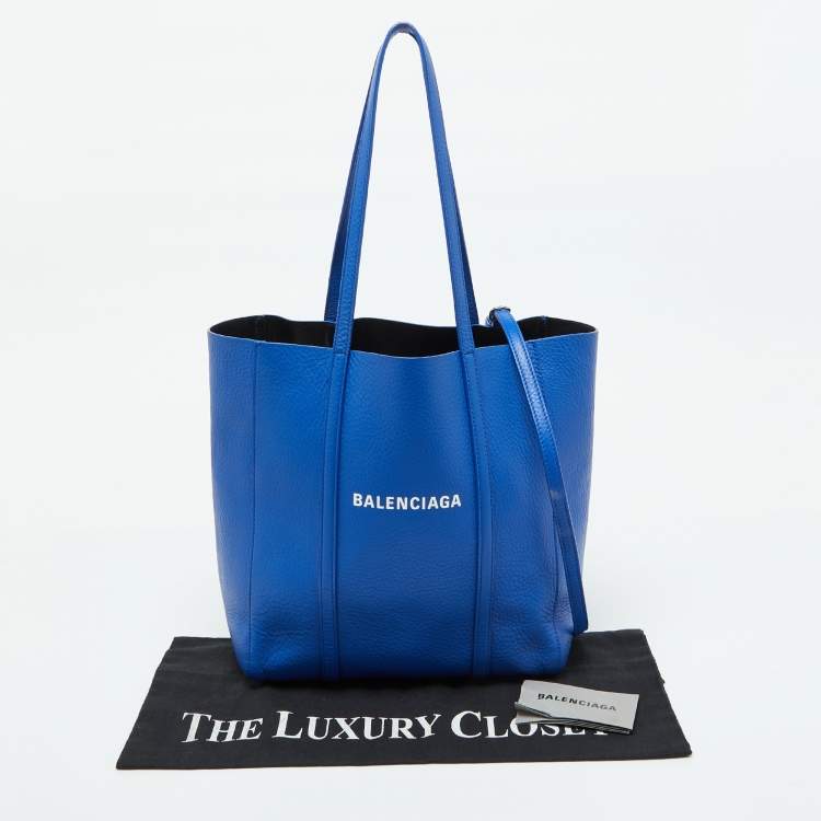 Pre Owned Balenciaga Blue Leather Bazar Shopper Tote
