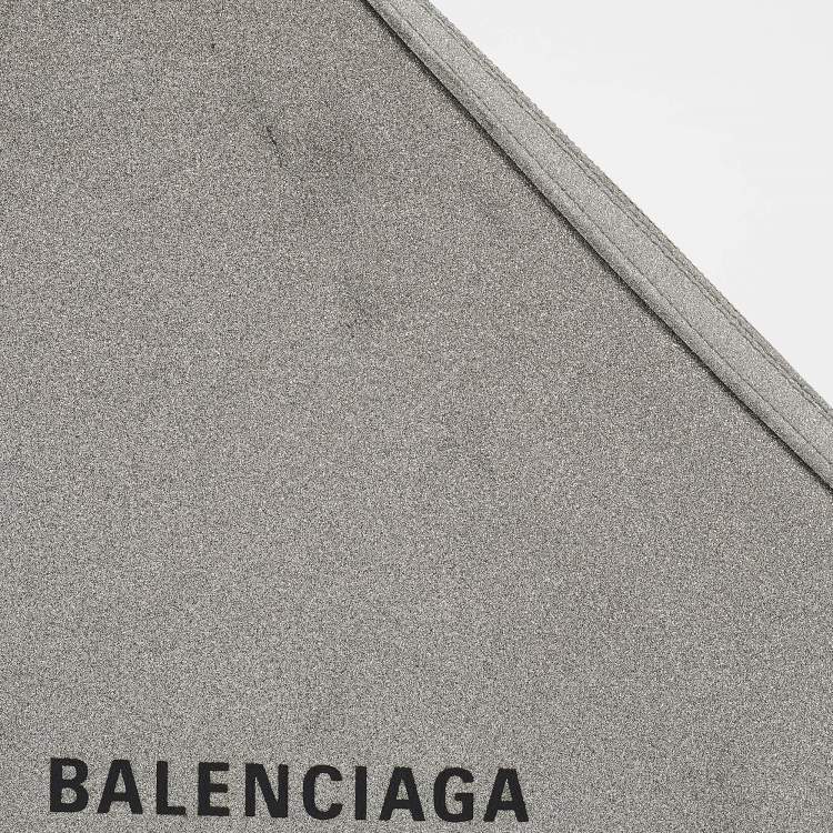 Pre Owned Balenciaga Silver Glitter Triangle Clutch