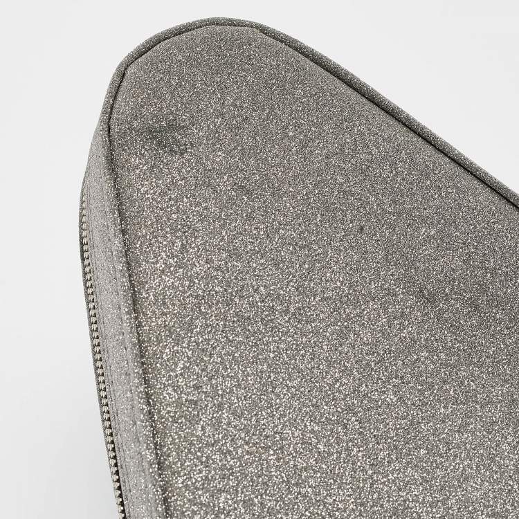 Pre Owned Balenciaga Silver Glitter Triangle Clutch