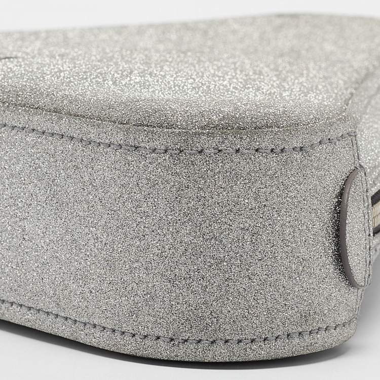 Pre Owned Balenciaga Silver Glitter Triangle Clutch